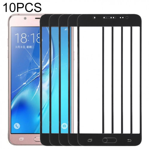 Pour Samsung Galaxy J5 (2016) / J510FN / J510F / J510G / J510Y / J510M 10pcs lentille extérieure en verre d'écran avant (noir) SH27BL1646-36