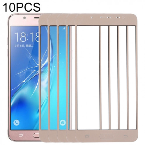 Pour Samsung Galaxy J5 (2016) / J510FN / J510F / J510G / J510Y / J510M 10pcs lentille extérieure en verre d'écran avant (or) SH27JL798-36