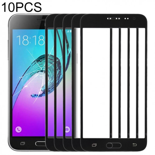 Pour Samsung Galaxy J3 (2016) / J320FN / J320F / J320G / J320M / J320A / J320V / J320P 10pcs lentille extérieure en verre d'écran avant (noir) SH29BL345-36