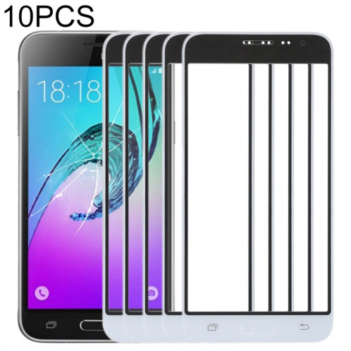 Pour Samsung Galaxy J3 (2016) / J320FN / J320F / J320G / J320M / J320A / J320V / J320P 10pcs lentille extérieure en verre d'écran avant (blanc) SH29WL559-36