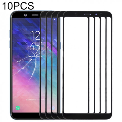 Pour Samsung Galaxy A6+ (2018) / A605 10pcs Lentille en verre extérieure de l'écran avant (Noir) SH536B527-36