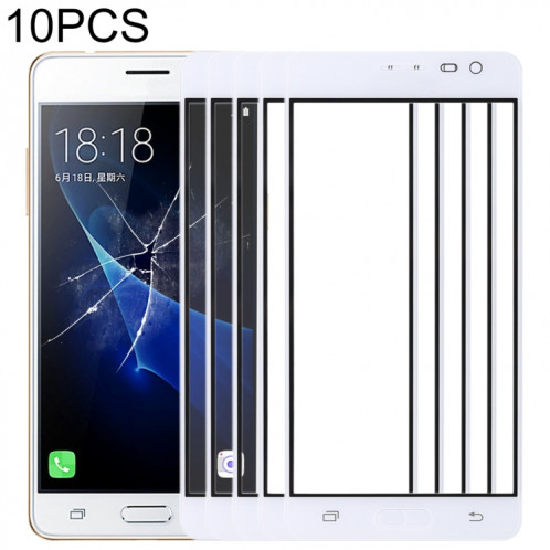 Pour Samsung Galaxy J3 Pro / J3110 10pcs Lentille en verre extérieure de l'écran avant (Blanc) SH42WL1058-36