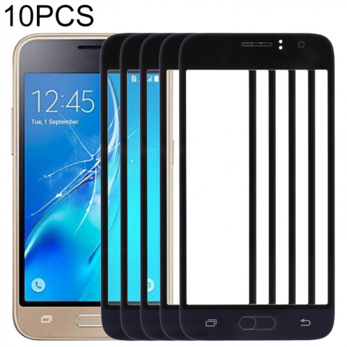 Pour Samsung Galaxy J1 (2016) / J120 10pcs Lentille en verre extérieure de l'écran avant (Noir) SH43BL889-36