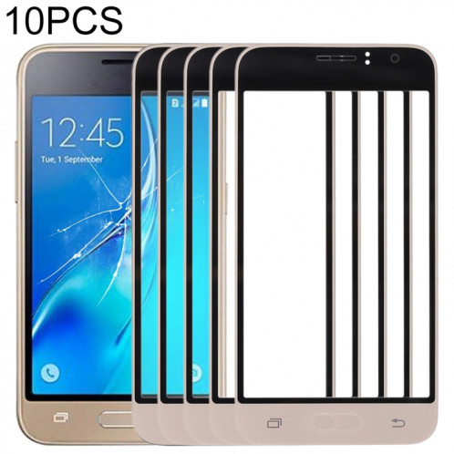 Pour Samsung Galaxy J1 (2016) / J120 10pcs lentille extérieure en verre d'écran avant (or) SH43JL1033-36