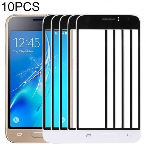 Pour Samsung Galaxy J1 (2016) / J120 10pcs Lentille en verre extérieure de l'écran avant (Blanc) SH43WL251-36