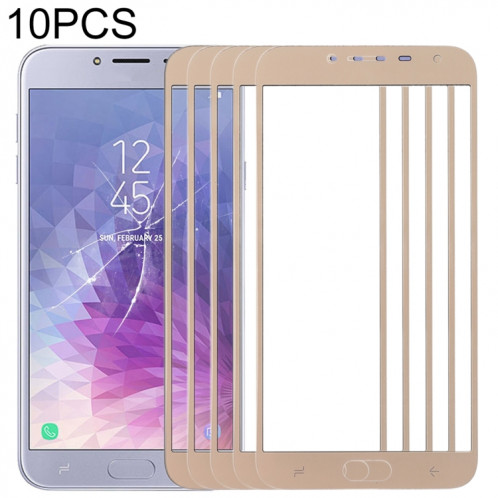 Pour Samsung Galaxy J4 (2018) 10pcs Lentille en verre extérieure de l'écran avant (Or) SH47JL1236-36