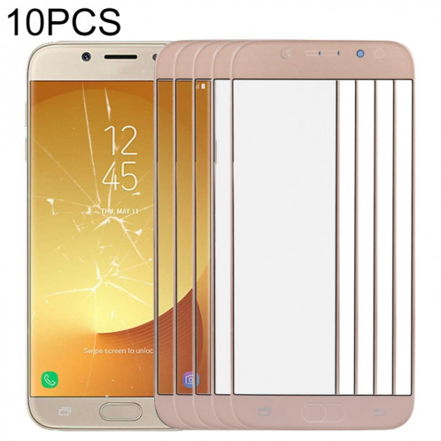 Pour Samsung Galaxy J7 (2017) / J730 10pcs lentille extérieure en verre d'écran avant (or) SH51JL79-36