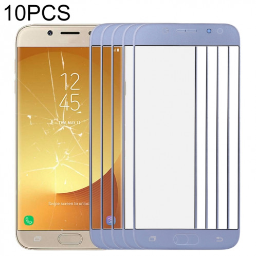 Pour Samsung Galaxy J7 (2017) / J730 10pcs Lentille en verre extérieure de l'écran avant (Bleu) SH51LL1658-36