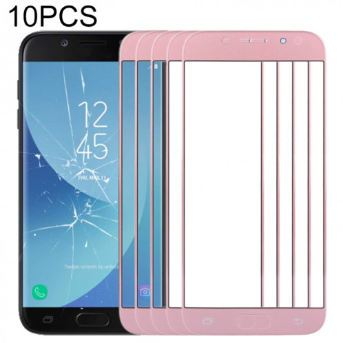 Pour Samsung Galaxy J5 (2017) / J530 10pcs lentille extérieure en verre d'écran avant (or rose) SH2RGL433-36