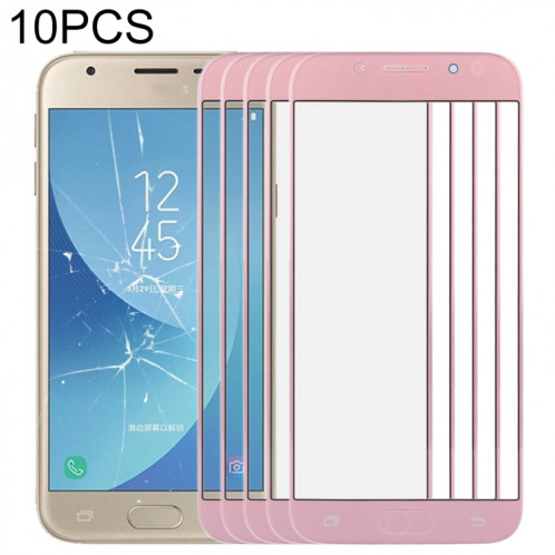 Pour Samsung Galaxy J3 (2017) / J330 10pcs Lentille en verre extérieure de l'écran avant (or rose) SH3RGL65-36