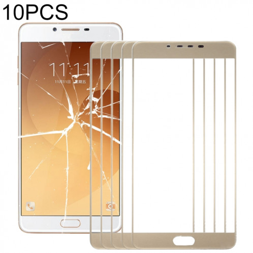 Pour Samsung Galaxy C9 Pro / C900 10pcs Lentille en verre extérieure de l'écran avant (Or) SH55JL538-36