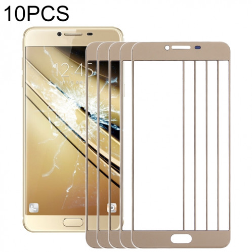 Pour Samsung Galaxy C5 10pcs lentille extérieure en verre d'écran avant (or) SH61JL976-36