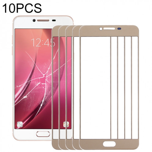 Pour Samsung Galaxy C7 10pcs lentille extérieure en verre d'écran avant (or) SH62JL1726-36