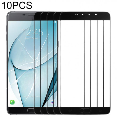Pour Samsung Galaxy A9 (2016) / A900 10pcs Lentille en verre extérieure de l'écran avant (Noir) SH63BL1548-36