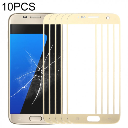 Pour Samsung Galaxy S7 / G930 10pcs Lentille en verre extérieure de l'écran avant (Or) SH64JL1964-36