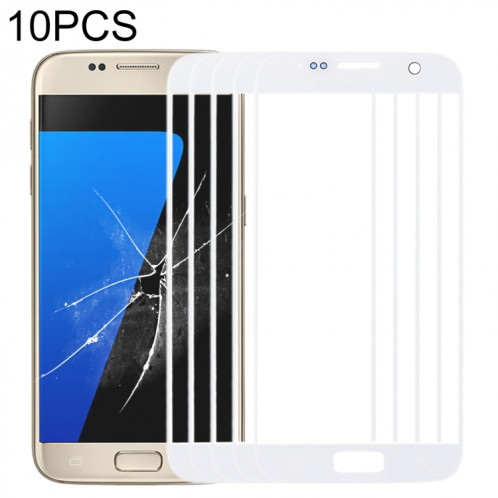 Pour Samsung Galaxy S7 / G930 10pcs Lentille en verre extérieure de l'écran avant (Blanc) SH64WL1547-36