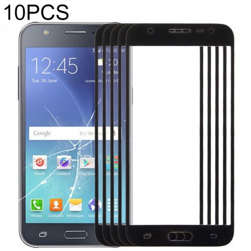 Pour Samsung Galaxy J7 / J700 10pcs Lentille en verre extérieure de l'écran avant (Noir) SH65BL641-36