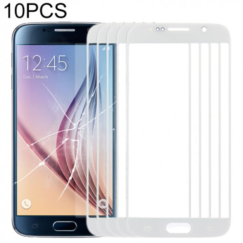 Pour Samsung Galaxy S6 / G920F 10pcs Lentille en verre extérieure de l'écran avant (Blanc) SH571W1133-35
