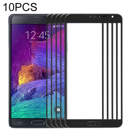 Pour Samsung Galaxy Note 4 / N910 10pcs Lentille en verre extérieure de l'écran avant (Noir) SH572B602-36