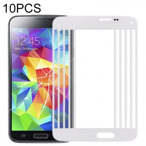Pour Samsung Galaxy S5 mini 10pcs Lentille en verre extérieure de l'écran avant (Blanc) SH575W815-36