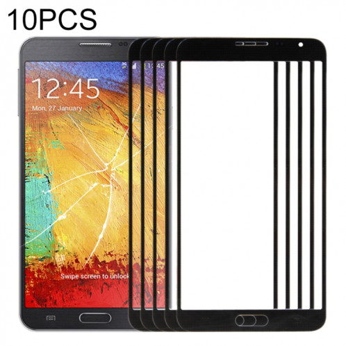Pour Samsung Galaxy Note 3 Neo / N7505 10pcs Lentille en verre extérieure de l'écran avant (Noir) SH576B1350-36