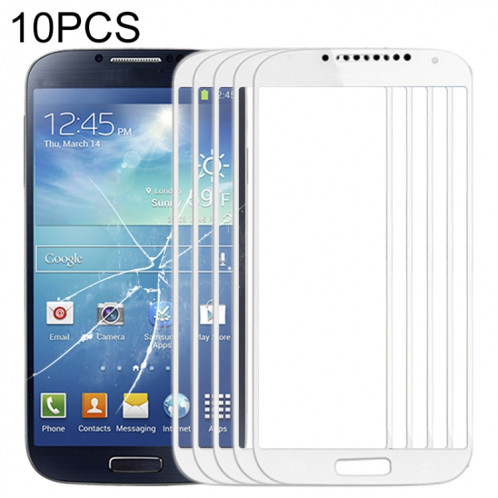 Pour Samsung Galaxy S IV / i9500 10pcs Lentille en verre extérieure de l'écran avant (Blanc) SH80WL1763-35