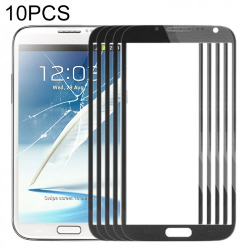 Pour Samsung Galaxy Note II / N7100 10pcs Lentille en verre extérieure de l'écran avant (Noir) SH81BL847-35