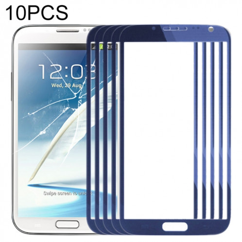 Pour Samsung Galaxy Note II / N7100 10pcs Lentille en verre extérieure de l'écran avant (Bleu) SH81LL1783-35