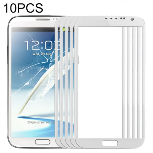Pour Samsung Galaxy Note II / N7100 10pcs Lentille en verre extérieure de l'écran avant (Blanc) SH81WL998-35