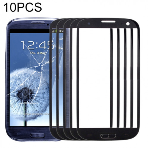 Pour Samsung Galaxy SIII / i9300 10pcs lentille extérieure en verre pour écran avant (noir) SH82BL1943-35