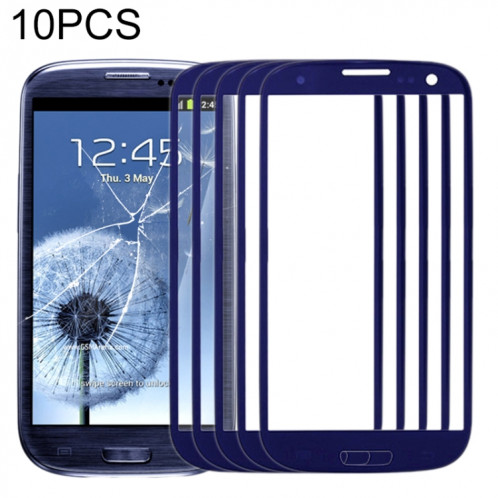 Pour Samsung Galaxy SIII / i9300 10pcs Lentille en verre extérieure de l'écran avant (Bleu) SH82LL1775-35