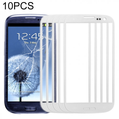 Pour Samsung Galaxy SIII / i9300 10pcs Lentille en verre extérieure de l'écran avant (Blanc) SH82WL979-35