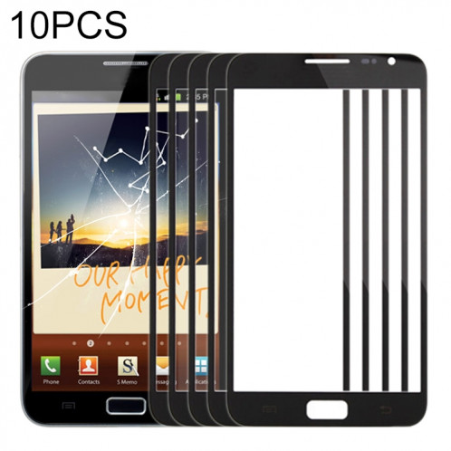 Pour Samsung Galaxy Note N7000 / i9220 10pcs Lentille en verre extérieure de l'écran avant (Noir) SH83BL1001-35