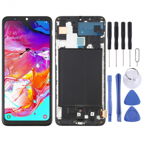 Écran LCD OLED pour Samsung Galaxy A70 SM-A705 (6,39 pouces) Ensemble complet de numériseur avec cadre (Noir) SH687B302-36