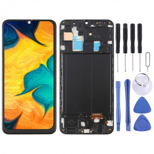 Écran LCD OLED pour Samsung Galaxy A30 SM-A305 Assemblage complet du numériseur avec cadre (Noir) SH690B64-36