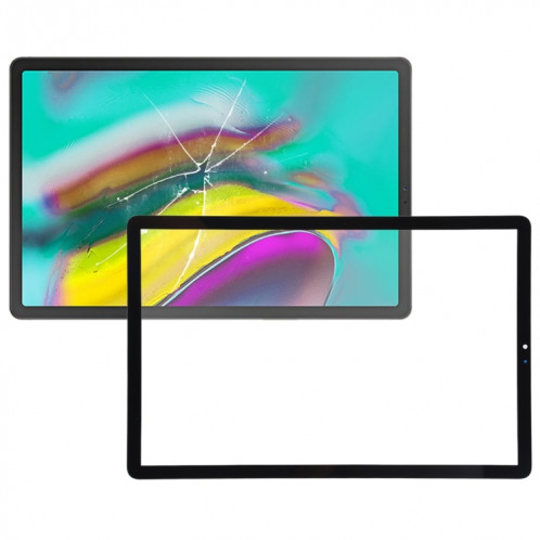 Pour Samsung Galaxy Tab S5e SM-T720 / SM-T725 Lentille extérieure en verre avec adhésif OCA optiquement transparent (noir) SH955B441-36