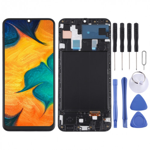 Écran LCD Super AMOLED d'origine pour Samsung Galaxy A30 SM-A305 Assemblage complet du numériseur avec cadre (Noir) SH008B905-36