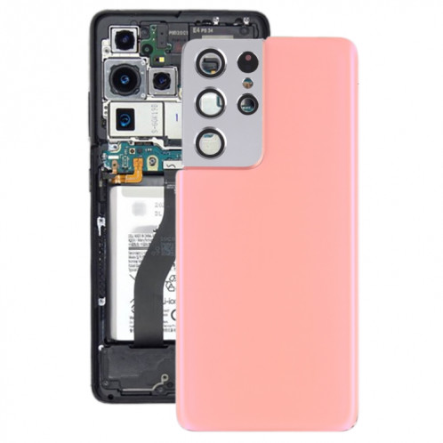 Couverture arrière de la batterie avec couvercle de la lentille de caméra pour Samsung Galaxy S21 Ultra 5G (rose) SH67FL411-36