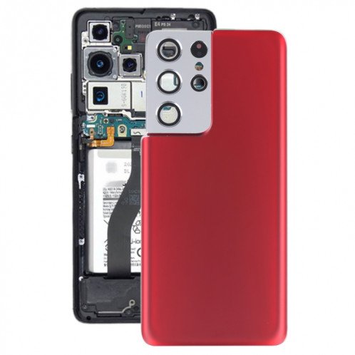 Couverture arrière de la batterie avec couvercle de la lentille de caméra pour Samsung Galaxy S21 Ultra 5G (rouge) SH67RL1545-36