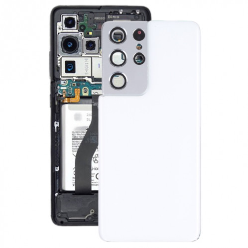 Couverture arrière de la batterie avec couvercle de la lentille de caméra pour Samsung Galaxy S21 Ultra 5G (Blanc) SH67WL1374-36