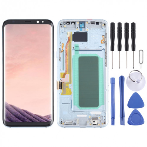 Écran LCD OLED pour Samsung Galaxy S8+ SM-G955 avec numériseur complet avec cadre (Bleu) SH099L828-36