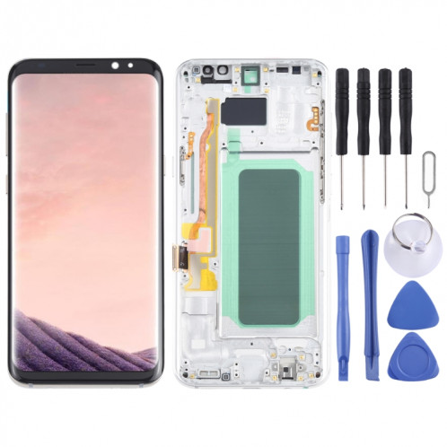 Écran LCD OLED pour Samsung Galaxy S8+ SM-G955 Assemblage complet du numériseur avec cadre (Argent) SH099S965-36