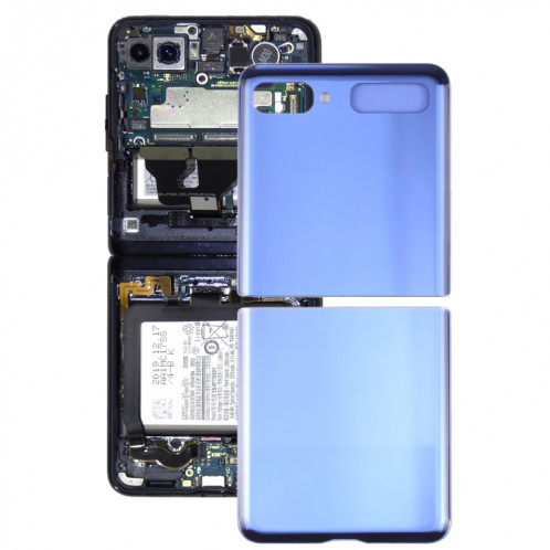 Coque arrière de batterie en verre pour Samsung Galaxy Z Flip 4G SM-F700 (bleu) SH232L1061-36