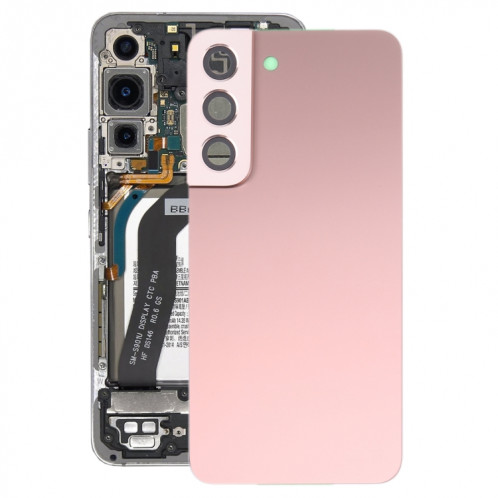 Coque arrière de batterie pour Samsung Galaxy S22 5G SM-S901B avec cache d'objectif d'appareil photo (rose) SH03FL1980-36