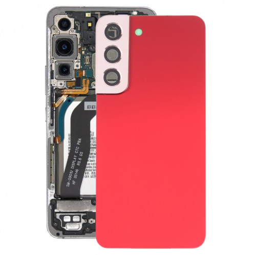 Coque arrière de batterie pour Samsung Galaxy S22 5G SM-S901B avec cache d'objectif d'appareil photo (rouge) SH03RL181-36