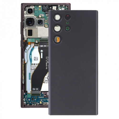 Coque arrière de batterie pour Samsung Galaxy S22 Ultra 5G SM-S908B avec cache d'objectif d'appareil photo (noir) SH04BL1410-36