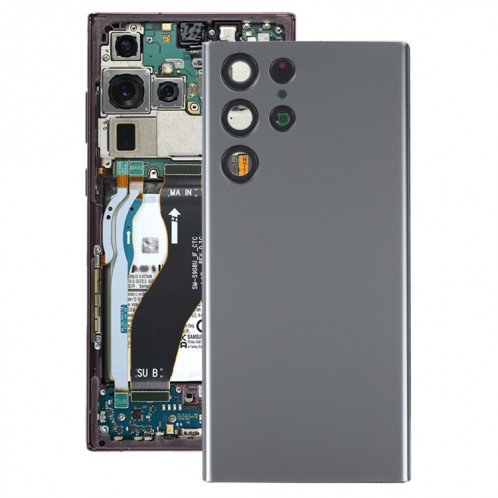Coque arrière de batterie pour Samsung Galaxy S22 Ultra 5G SM-S908B avec cache d'objectif d'appareil photo (gris) SH04HL1692-36