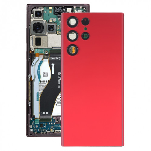 Coque arrière de batterie pour Samsung Galaxy S22 Ultra 5G SM-S908B avec cache d'objectif d'appareil photo (rouge) SH04RL1947-36