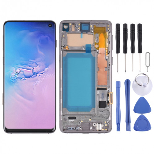 Écran LCD TFT pour Samsung Galaxy S10 SM-G973 Assemblage complet du numériseur avec cadre, ne prenant pas en charge l'identification des empreintes digitales (Noir) SH35091296-35