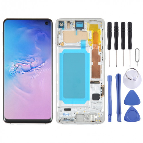 Écran LCD TFT pour Samsung Galaxy S10 SM-G973 Assemblage complet du numériseur avec cadre, ne prenant pas en charge l'identification des empreintes digitales (Argent) SH509S964-35